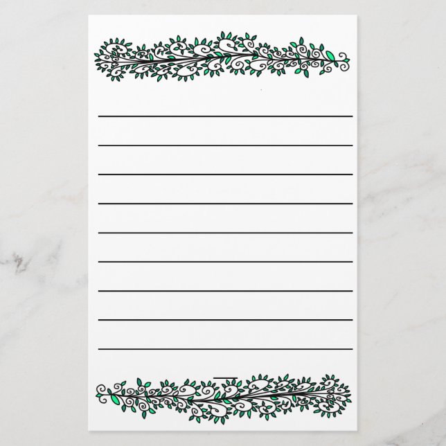 Einfache Natur Pflanze Vine Muster Schreibpapier Briefpapier (Vorderseite)