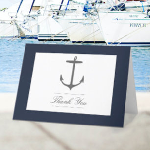 Einfache Nautic Anchor-Hochzeit Marineblau Dankeskarte