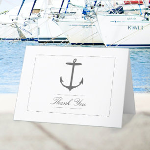 Einfache Nautic Anchor-Hochzeit weiß Dankeskarte