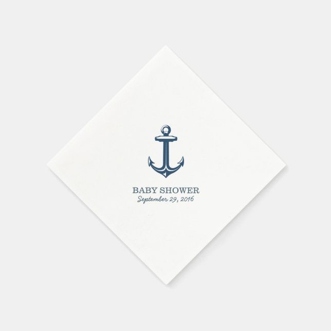 Einfache Navy Blue Anchor Nautical Baby Dusche Serviette (Ecke)