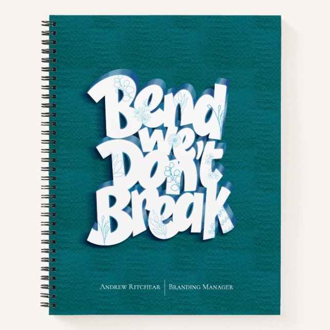 Einfache Navy Blue Bend wir brechen nicht Motivati Notizbuch (Vorderseite)