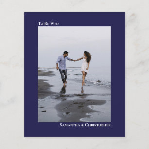 Einfache Navy Blue BUDGET Hochzeit Foto Einladung