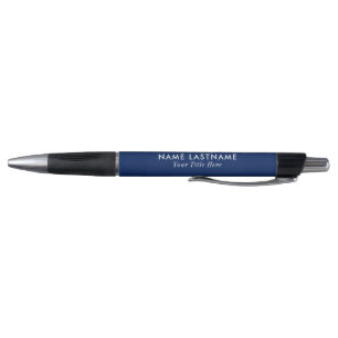 Einfache Navy Blue Elegant Moderner Name Titel Kugelschreiber