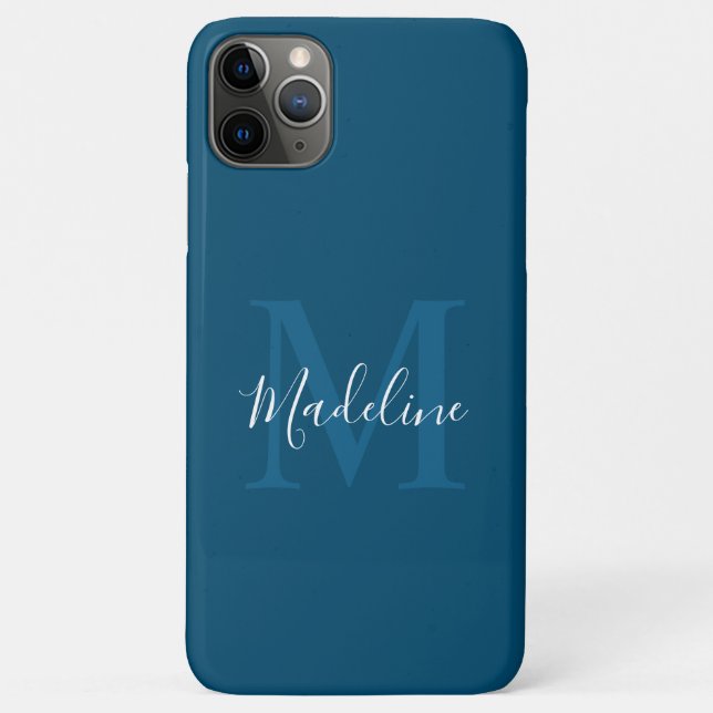 Einfache Navy Blue Elegant Script Monogram Case-Mate iPhone Hülle (Rückseite)