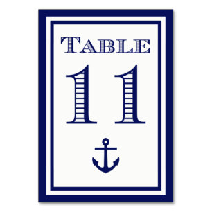 Einfache Navy Blue Gerahmt Ankertafel #11 Tischnummer