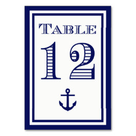 Einfache Navy Blue Gerahmt Ankertafel #12 Tischnummer