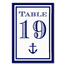 Einfache Navy Blue Gerahmt Ankertafel #19 Tischnummer