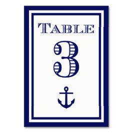 Einfache Navy Blue Gerahmt Ankertafel #3 Tischnummer