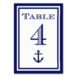 Einfache Navy Blue Gerahmt Ankertafel #4 Tischnummer