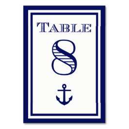 Einfache Navy Blue Gerahmt Ankertafel #8 Tischnummer
