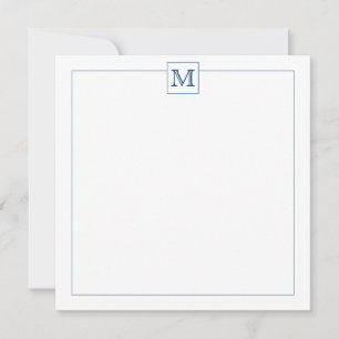 Einfache Navy Blue Initial Monogram Square Grenze Mitteilungskarte