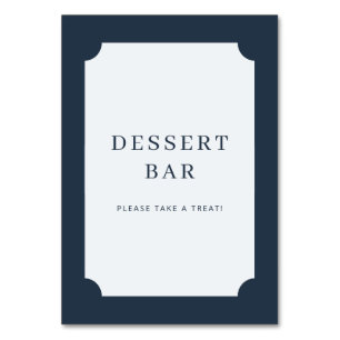 Einfache Navy-Blue-Minimalist-Dessertbar-Tafel Tischnummer