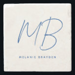 Einfache Navy Blue Minimalistisch Monogram Steinuntersetzer<br><div class="desc">Einfach Navy Minimalistischer Monogram Untersetzer für den persönlichen Gebrauch oder ein Hauswärmespielgeschenk.</div>