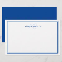 Einfache Navy Blue Minimalistisch Monogram Two Bor