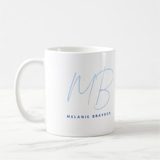 Einfache Navy Blue Minimalistisch Two Monogram Nam Kaffeetasse