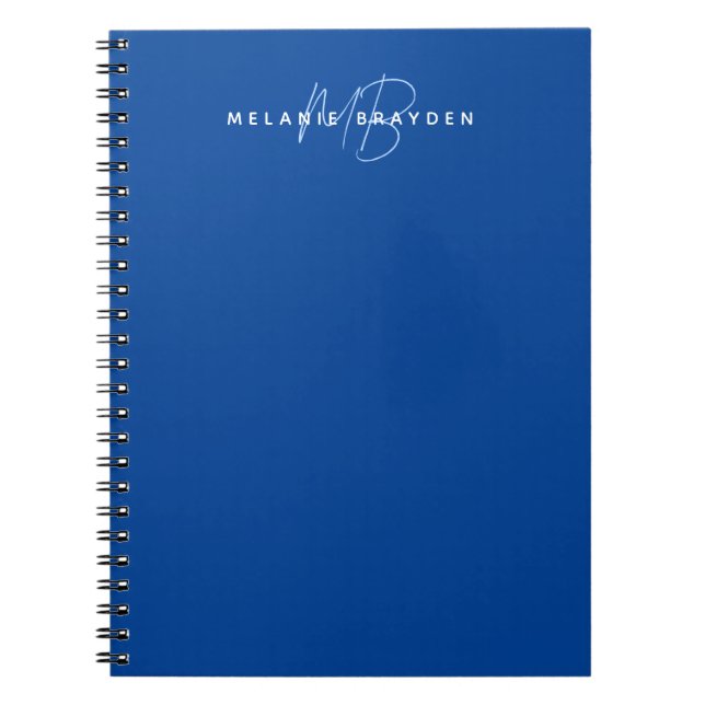 Einfache Navy Blue Minimalistisch Two Monogram Nam Notizblock (Vorderseite)
