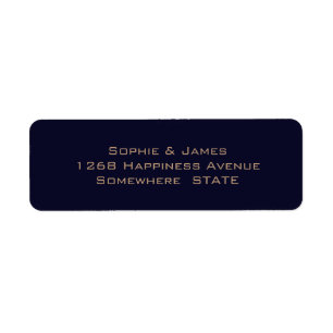 Einfache Navy Blue Soft Gold Hochzeit Rücksendeadr