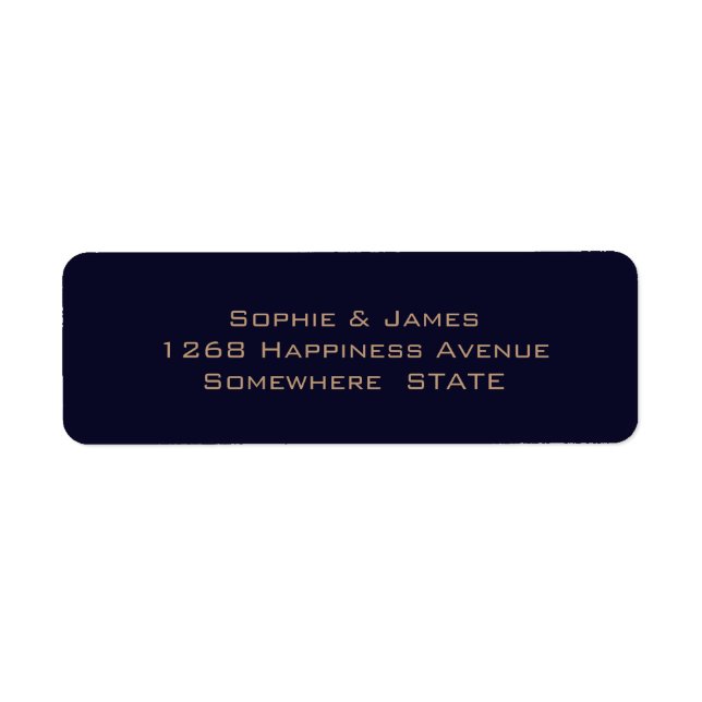 Einfache Navy Blue Soft Gold Hochzeit Rücksendeadr (Vorne)