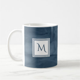 Einfache Navy Blue Subtle Marble Moderne Monogram Kaffeetasse