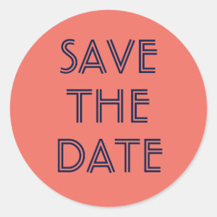 Einfache Navy Blue und Korallen Save the Date Aufk Runder Aufkleber