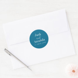 Einfache Navy Blue Wedding Einladung Round Sticker
