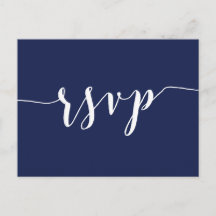 Einfache Navy Blue Wedding RSVP Postkarten