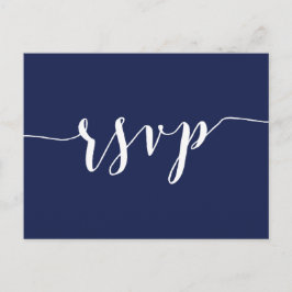 Einfache Navy Blue Wedding RSVP Postkarten