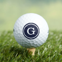 Einfache Navy Blue White Monogram mit Circle Borde Golfball