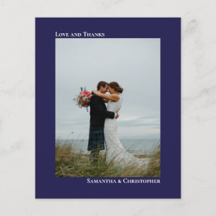 Einfache Navy BUDGET Hochzeit Foto Danke Karte