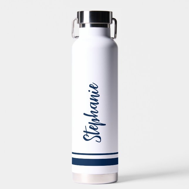 Einfache Navy Streifen White Wedwater Flasche (Vorne)