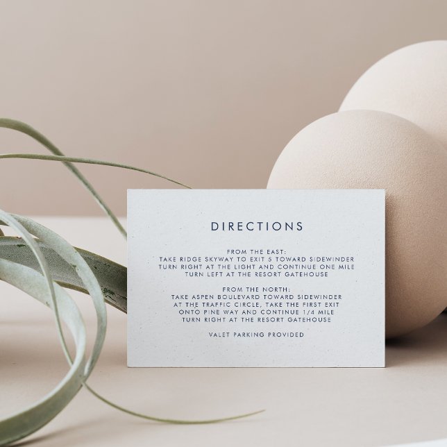 Einfache Navy und Weiß-Richtung Begleitkarte (Von Creator hochgeladen)