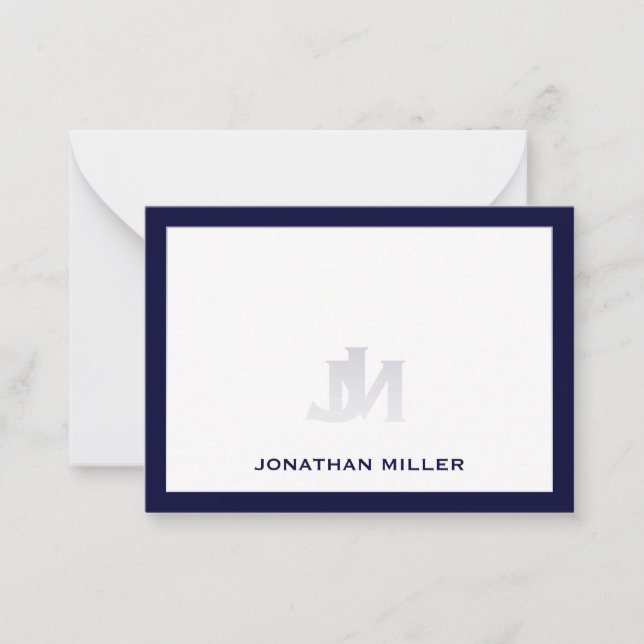 Einfache navy-White-Typografie-Bezeichnung Mitteilungskarte (Vorderseite)