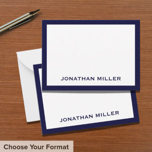 Einfache Navy White Typographic Name Note Card Karte