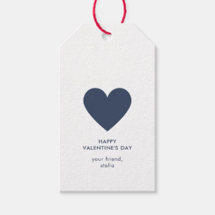 Einfache Navyblaue Herzchen Frohen Valentinstag Geschenkanhänger