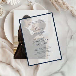 Einfache Navyblaue Rahmen-Schrift-Overlay-Hochzeit