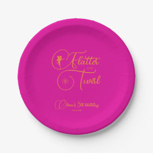 Einfache Neon Pink Fairy Birthday Party Teller