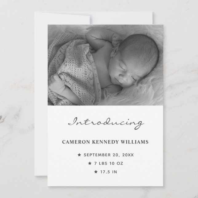 Einfache Neugeborene Niedliches Foto Hello Baby Bi Ankündigung (Vorderseite)