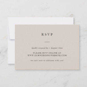 Einfache, neutrale Text-Seite nur für elegante Hoc RSVP Karte