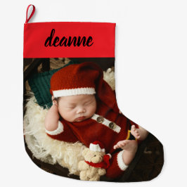 Einfache Niedlich Baby's First Christmas 1 Foto Großer Weihnachtsstrumpf