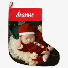Einfache Niedlich Baby's First Christmas 1 Foto Großer Weihnachtsstrumpf