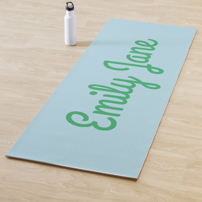 Einfache Niedlich Blue Green Script Personalisiert Yogamatte (Beispiel)
