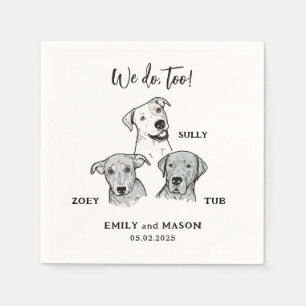 Einfache Niedliche 3 Hunde Haustiere Hochzeit von Serviette