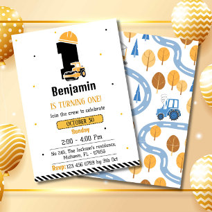 Einfache niedliche Baukastenwagen Kinder 1. Geburt Einladung