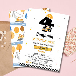 Einfache niedliche Bauskinder 4. Geburtstag Einladung