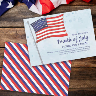 Einfache Niedliche, blaue Amerikanische Unabhängig Einladung