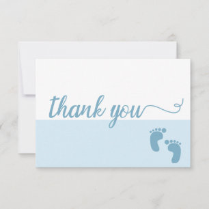 Einfache, Niedliche, blaue Script-Babydusche Dankeskarte