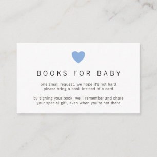 Einfache Niedliche Blue Heart Books für Babydusche Begleitkarte