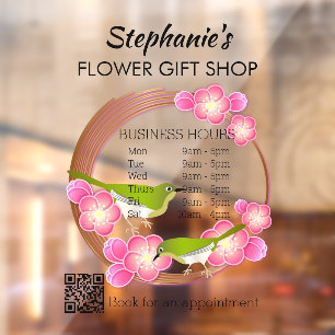 Einfache Niedliche Blume Geschenkshop mit QR-Code Fensteraufkleber