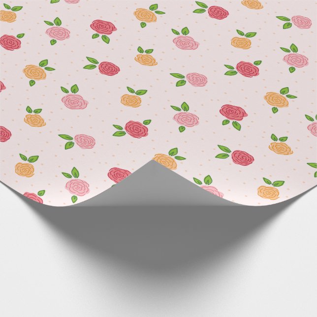 Einfache Niedliche Blumenrosa-Rose Geschenkpapier (Ecke)