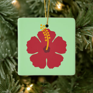 Einfache Niedliche Cartoon Roter Hibiskus Blume Keramikornament